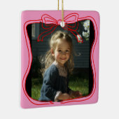 Red Doodle Bow Frame Custom Photo Keramisch Ornament (Rechts)