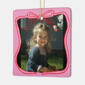 Red Doodle Bow Frame Custom Photo Keramisch Ornament (Links)