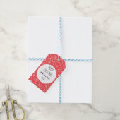 Red Doodle Christmas Pattern Cadeaulabel (Met Touw)