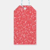 Red Doodle Christmas Pattern Cadeaulabel (Achterkant)