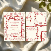 Red Doodle Ciao Miss Italian Bridal Shower Kaart