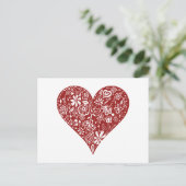Red Doodle Heart Briefkaart (Staand voorkant)