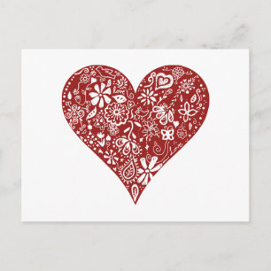 Red Doodle Heart Briefkaart