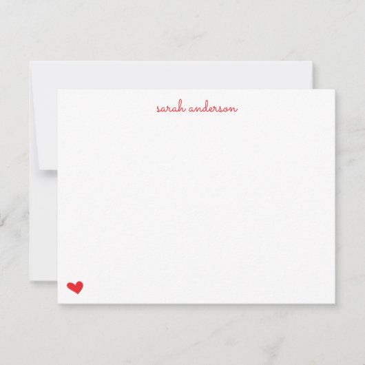 Red Doodle Heart Personalized Stationery Notitiekaartje (Voorkant)