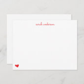 Red Doodle Heart Personalized Stationery Notitiekaartje (Voorkant / Achterkant)