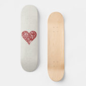 Red Doodle Heart Skateboard (Voorkant)