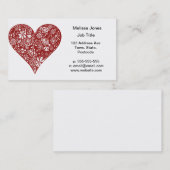 Red Doodle Heart Visitekaartje (Voorkant / Achterkant)