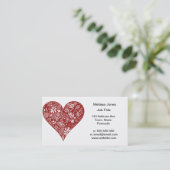 Red Doodle Heart Visitekaartje (Staand voorkant)