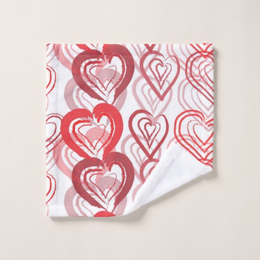Red Doodle Hearts Patroon Bad Handdoek (Wasdoekje)
