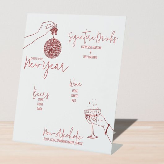 Red Doodle nieuwjaarsfeest Bar Reclamebord Met Voetstuk