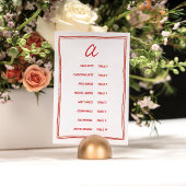 Red Doodle Numeric Seating Chart Card Kaart