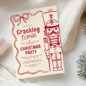 Red Doodle Nutcracker Christmas Holiday Party Kaart