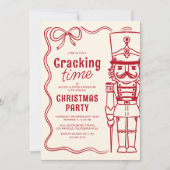 Red Doodle Nutcracker Christmas Holiday Party Kaart (Voorkant)