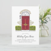Red Door Holiday Open Huis Uitnodiging (Staand voorkant)