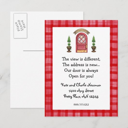 Red Door Nieuw Adres Briefkaart (Voorkant / Achterkant)