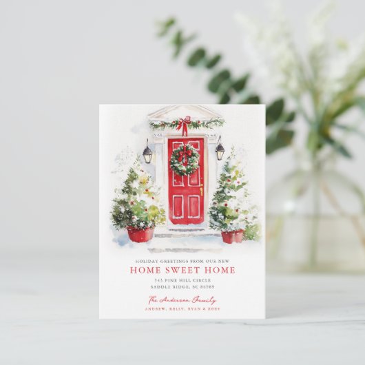 Red Door Rustic Home Sweet Home Card Aankondiging (Staand voorkant)