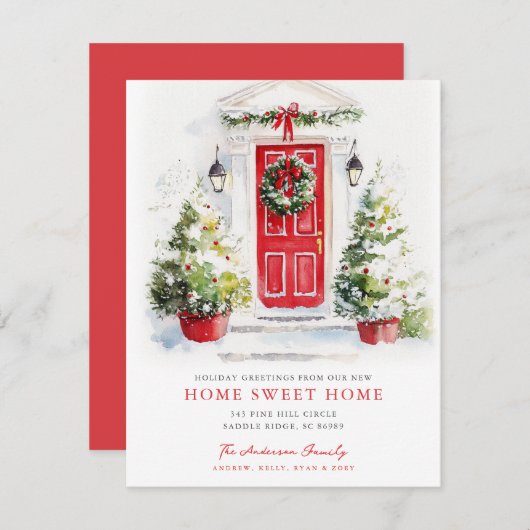 Red Door Rustic Home Sweet Home Card Aankondiging (Voorkant / Achterkant)