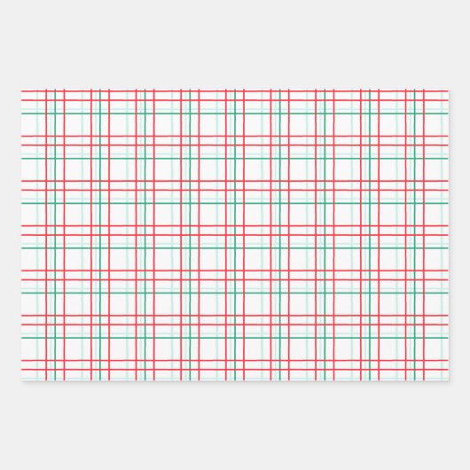 Red Dot and Plaid Christmas Collection Inpakpapier Vel (Voorkant 3)