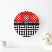 Red Dot Checkerboard Grote Klok (Huis)