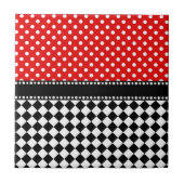 Red Dot Checkerboard Tegeltje (Voorkant)