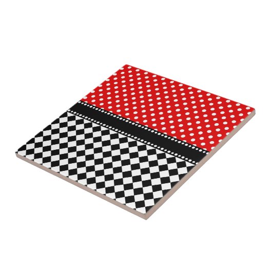 Red Dot Checkerboard Tegeltje (Zijkant)