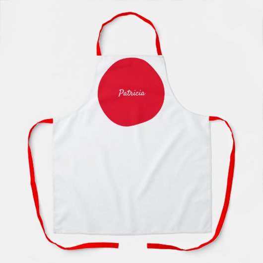 Red Dot Pattern Aangepaste naam Witte kleurrijke c Schort (Voorkant)