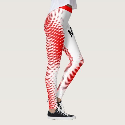 Red Dot Pattern met Jouw naam op WHITE Leggings (Rechts)
