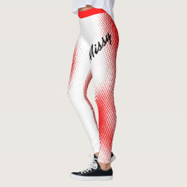 Red Dot Pattern met Jouw naam op WHITE Leggings