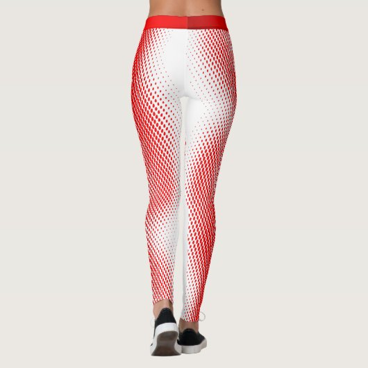 Red Dot Pattern met Jouw naam op WHITE Leggings (Achterkant)