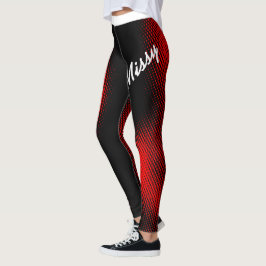 Red Dot Pattern met Naam in Groot Manuscript op BL Leggings