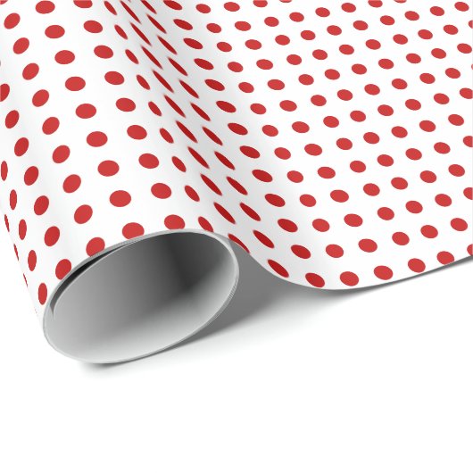 Red Dot Pattern op White Gift Wrapping Paper Cadeaupapier (Rol Hoek)