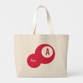 Red Dotty gepersonaliseerd Monogram Grote Tote Bag (Achterkant)