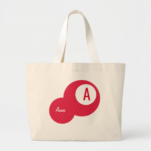 Red Dotty gepersonaliseerd Monogram Grote Tote Bag (Voorkant)