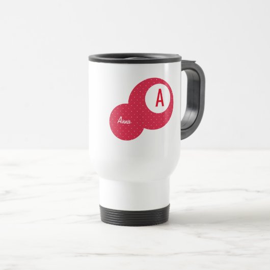 Red Dotty gepersonaliseerd Monogram Reisbeker (Voorkant rechts)