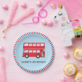 Red Double Deck London Bus Birthday Party Supplies Papieren Bordje (Feest)