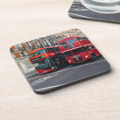 Red Double Decker Buses Bier Onderzetter (Linkerzijde)