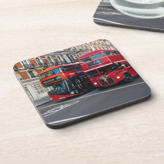 Red Double Decker Buses Bier Onderzetter (Linkerzijde)