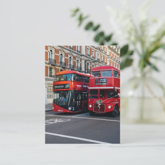 Red Double Decker Buses Briefkaart (Staand voorkant)