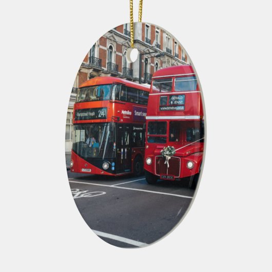 Red Double Decker Buses Keramisch Ornament (Links)