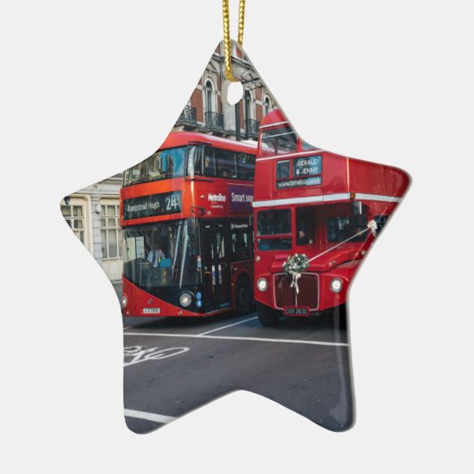 Red Double Decker Buses Keramisch Ornament (Links)
