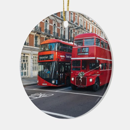 Red Double Decker Buses Keramisch Ornament (Links)