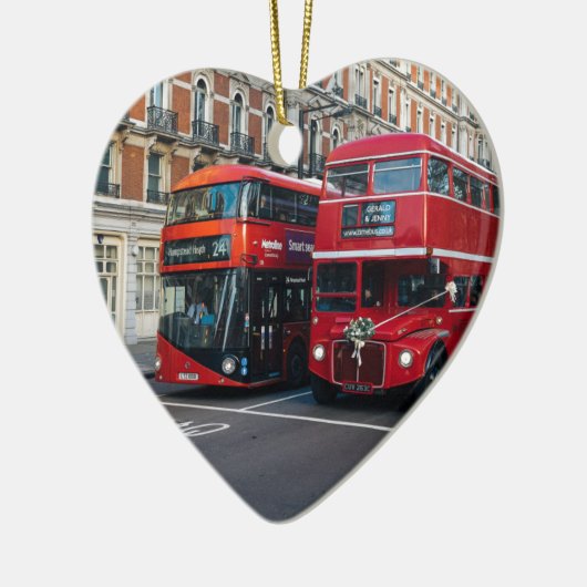 Red Double Decker Buses Keramisch Ornament (Links)