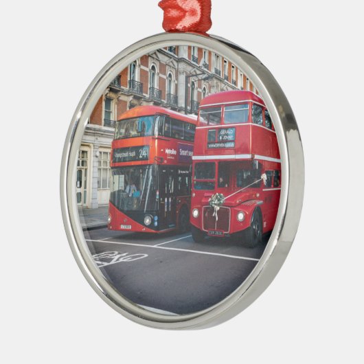 Red Double Decker Buses Metalen Ornament (Links)