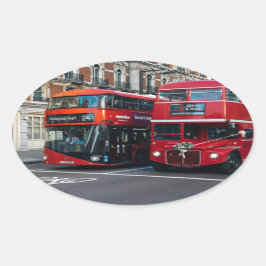 Red Double Decker Buses Ovale Sticker
