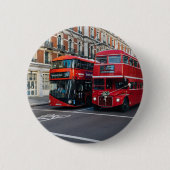 Red Double Decker Buses Ronde Button 5,7 Cm (Voorkant)