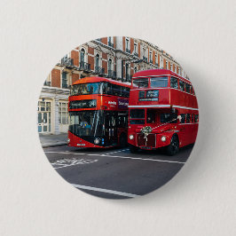 Red Double Decker Buses Ronde Button 5,7 Cm
