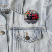 Red Double Decker Buses Ronde Button 5,7 Cm (In situ)