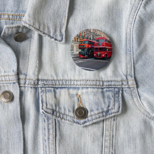 Red Double Decker Buses Ronde Button 5,7 Cm (In situ)