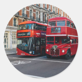 Red Double Decker Buses Ronde Sticker