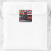 Red Double Decker Buses Vierkante Sticker (Tas)
